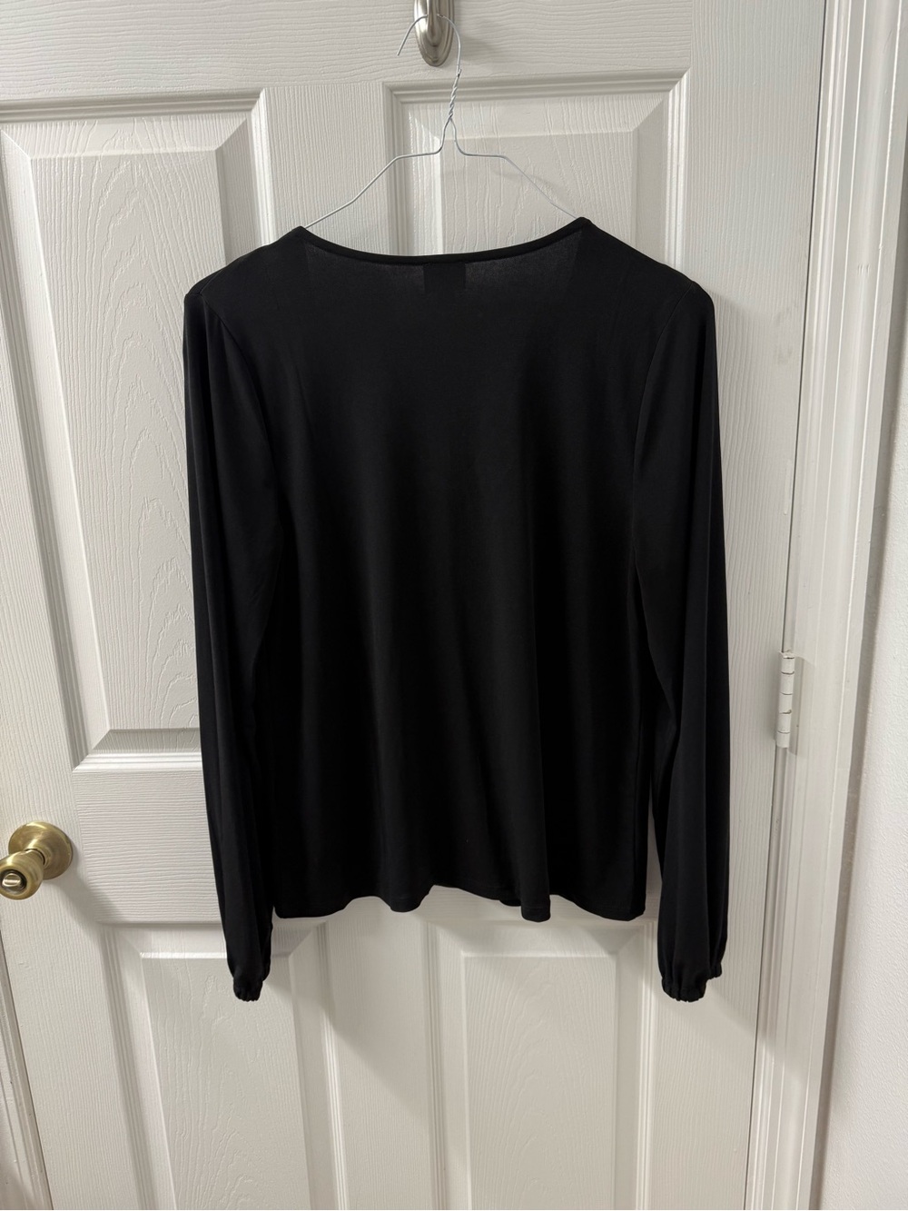 INC International Concepts Black V-Neck Long-Sleeve Top with Gold Stud Trim - Picture 3 of 4